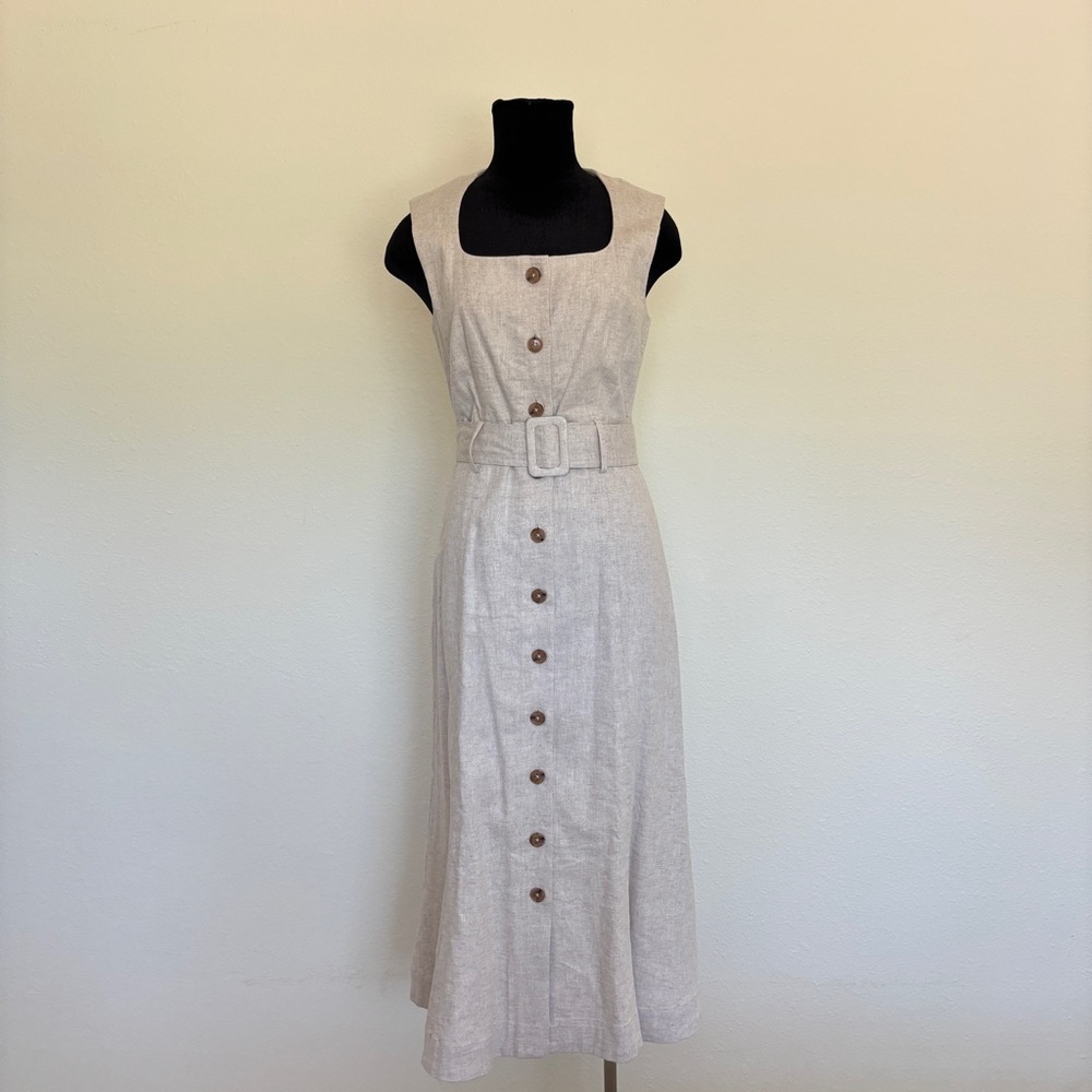 Banana Republic Linen-Blend Button Midi Dress